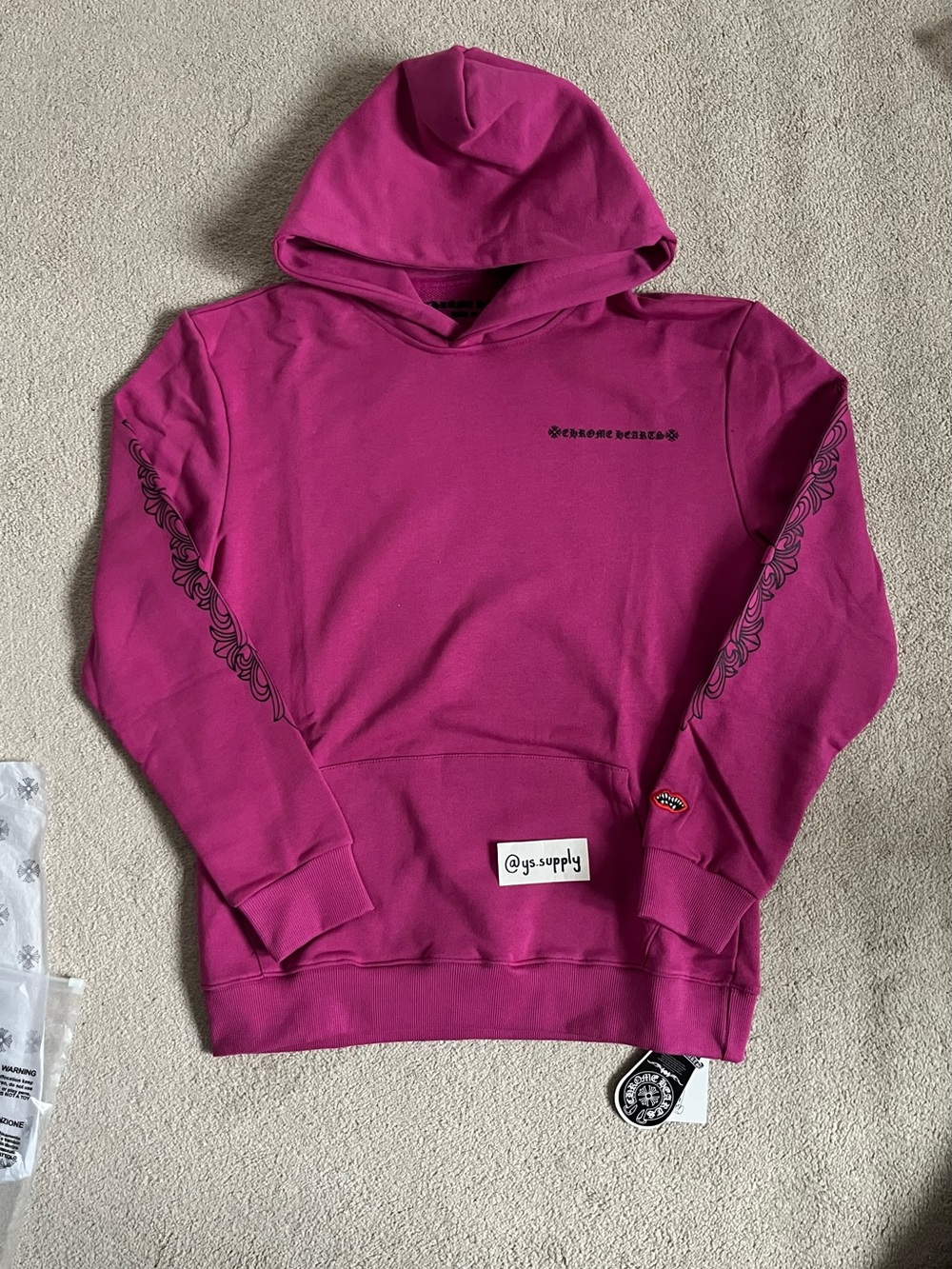Chrome Hearts Matty Boy Magenta/Pink Hoodie with Sleeve Motif